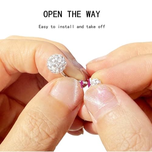 JBUJBU 5 Pcs Belly Button Rings Set - 14G Hypoallergenic Surgical Steel CZ Navel Piercing Jewelry, Silver Clicker Belly Rings for Women, Butterfly & Ball Design Belly Rings - Thumbnail 4
