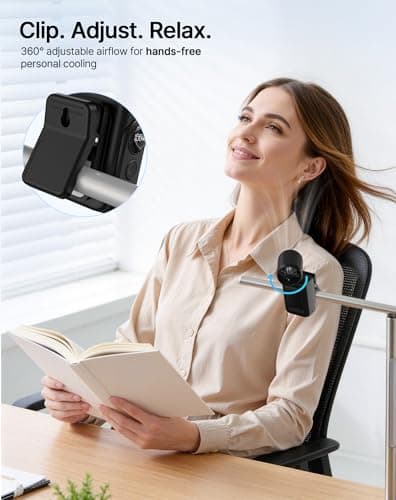 Hotsales Clip-On Portable Fan, 13500 RPM Rechargeable Handheld Mini Fan with LED Display, 360° Rotating Detachable Clip, Stroller Fan for Baby, Compact Travel Essentials/Lash, Summer Gifts for Women - Thumbnail 3