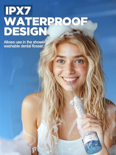 Oralfree Water Dental Flosser Cordless for Teeth Cleaning - 4 Modes Oral Irrigator 300ML Braces Flossers Cleaner, Rechargeable Portable IPX7 Waterproof Powerful Battery for Travel Home - Thumbnail 3
