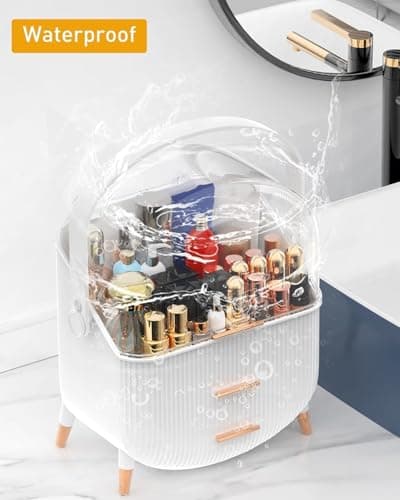 Bleutty Makeup Organizer with Drawers & Lid - Portable Large Cosmetic Storage Case for Vanity Countertop, Travel, Gift for Women, Girls, 11"×7"×15", White - Thumbnail 5