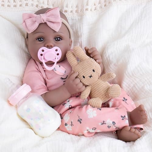 Milidool Lifelike Black Reborn Baby Dolls Girl - Realistic 18 Inch African American Newborn Girl Lifelike Silicone Baby Dolls That Look Real Gift for Ages 3+