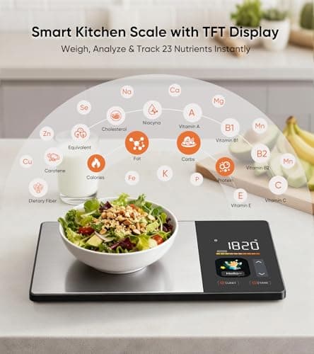 KUAIVO Smart Nutrition Food Scale with TFT Display, Tracks Calories, Fat, Carbs & Protein, Works with App for Daily Reports, 50 Built-in Foods, 23 Nutrients, Digital Kitchen Scale for Meal Prep - Thumbnail 4
