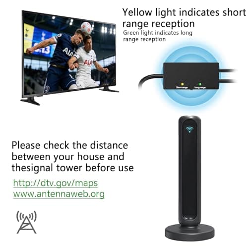 WuayMiy Digital HD TV Antenna for Smart TV Indoor - 580 Miles High Gain Range - Amplified Signal Booster with Dual Switch for 4K 1080P Local Channels - Support Fire Stick & Older TVs - Thumbnail 5