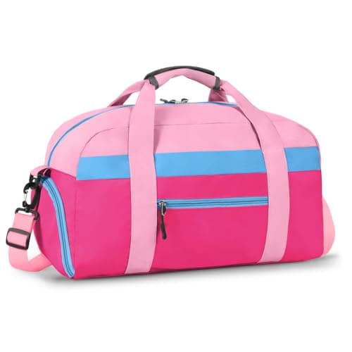 WOOMADA Travel Duffle Bag, Weekend Bag with Wet Pocket & Trolley Sleeve, Overnight Duffel(pink&hot pink) - Image 1