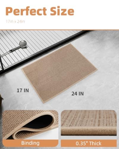 PADOOR Non-Slip Bath Mat With Rubber-Backing, Braided Absorbent Machine Washable Thin Rug for Bathroom Floor, Quick Dry, Fits Under Door, 17''x24'' Beige - Thumbnail 6