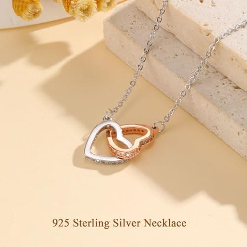 Necklaces for Daughter Gift from Mom Dad - S925 Sterling Silver Love Heart Pendant Necklace Rose Gold Plated with Message Card Jewelry To My Daughter Necklace Gift for Birthday Christmas Graduation - Thumbnail 2