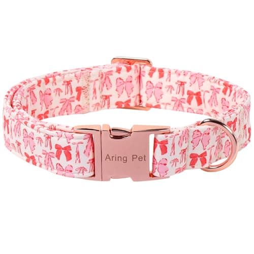 ARING PET Girl Dog Collar for Puppy Small Medium Large Dogs-Pink Red Bow S