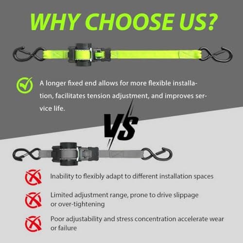 Retractable Ratchet Straps (2-Pack) - Heavy Duty Auto Slow Retraction Tie Down Straps - 1 Inch x 13 Feet (1,800lb Break Strength) for Truck, Cargo Trailer, Motorcycle, ATV, UTV - Green - Thumbnail 2