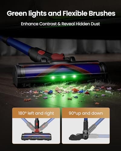 Cordless Vacuum Cleaner, 650W/55Kpa Vacuum Cleaners for Home, 70Mins Stick Vacuum with Self-Standing,Anti-Tangle,Wall Mount Charging,Lightweight Wireless Vacuum for Hardwood Floors Carpet Pet Hair Car - Thumbnail 5