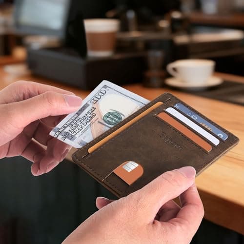 Espera Slim Minimalist Front Pocket Wallet for Men, RFID Blocking Credit Card Holder, Thin Travel ID Card Case, Gifts for Men - Thumbnail 6