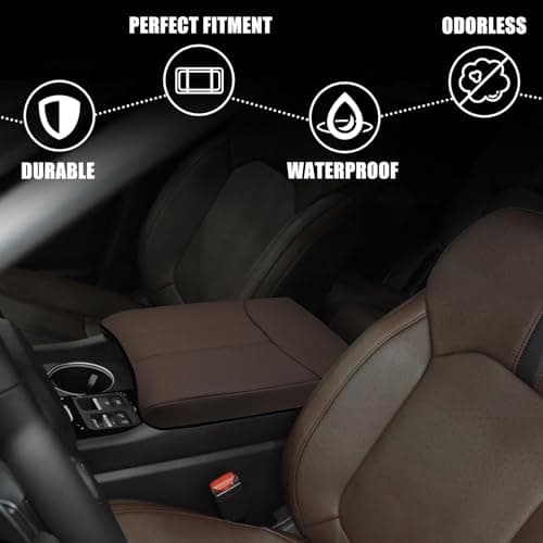 Muslogy Center Console Armrest Cover Fit for Honda Pilot 2023-2026, 2024-2026 Ridgeline/Passport Accessories, Comfort Armrest Pad Console Lid Cushion Vegan Leather Regular Thick (Dark Brown) - Thumbnail 5