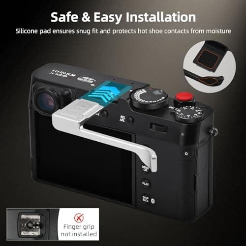 Thumb Grip Metal Hot Shoe Cover with Shutter Button for FUJIFILM X100VI / X100V Fuji Accessories (Black) - Thumbnail 4