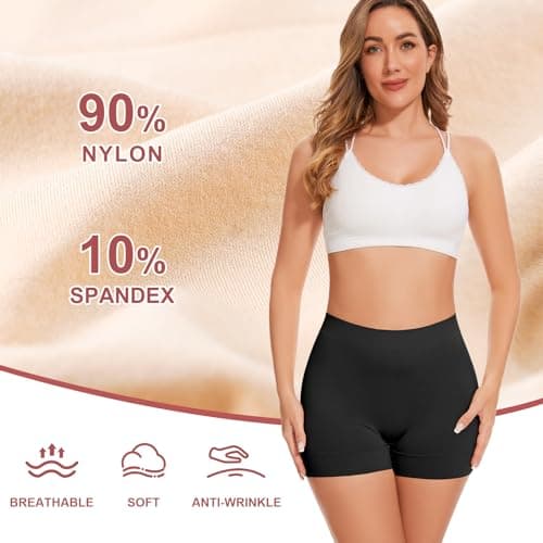 UUMIAER 3 Pack Slip Shorts for Under Dresses, Anti Chafing Women Boyshort Shapewear Yoga Biker Shorts - Thumbnail 4