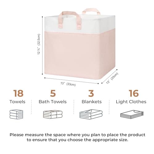 GRANNY SAYS Storage Cubes, 13 Inch Cube Storage Bins with Metal Frame, Collapsible Cube Storage Organizer, Fabric Cubby Bins for Shelves, Closet, Pink, 4 Pack - Thumbnail 6