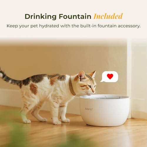 ARENTI Smart Automatic Cat Feeder and Water Fountain, 4L Pet Feeder Cat Food Dispenser with Camera, Dual Power, App Control, Live View & Night Vision, Meal Call, Hygienic Water Flow, Desiccant Bag - Thumbnail 4