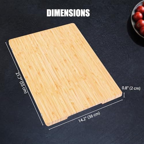 XL Bamboo Cutting Board with Handle – Extra Large Wood Chopping Board for Meat, Cheese, Serving – TRULY Glue-Free, Pre-Oiled Kitchen Boards 21.7"X14"/ 55x36cm - Dishwasher Safe [New 2026 Upgrade] - Thumbnail 2