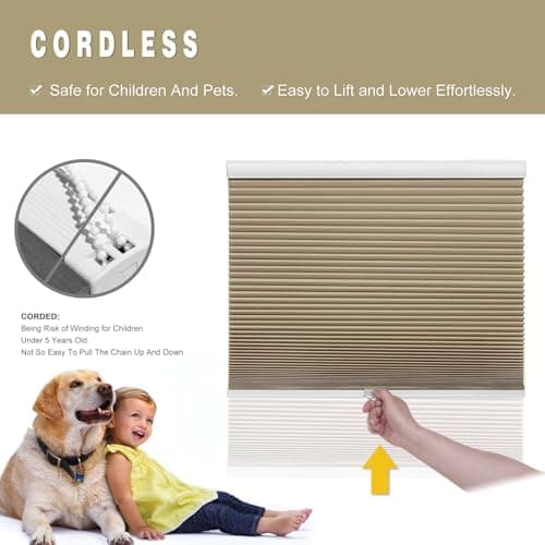 Changshade Blackout Blinds Black Out Shade for Indoor Windows, Cordless Cellular Shades Room Darkening Honeycomb Blinds for Bedroom, Bathroom, Shade Size 50 inch High 28 inch Wide, Brown - Thumbnail 2