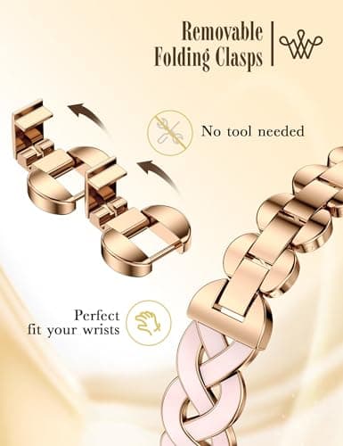 Wearlizer Metal Band Compatible with Apple Watch Bands Women 42/44/45/46/49mm, Dressy Enamel Stainless Steel Bracelet Celtic Knot Strap for iWatch Series 11 10 9 8 7 6 5 4 SE/Ultra 3 2 1 - Thumbnail 3