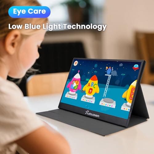 Futuzen Portable Monitor 15.6inch 1080P FHD Second External Monitor for Laptop/MacBook/Phone, Office & Travel Monitors with Dual USB-C/Mini HDMI Ultra-Light with Leather Cover & Speakers HDR Plug&Play - Thumbnail 6