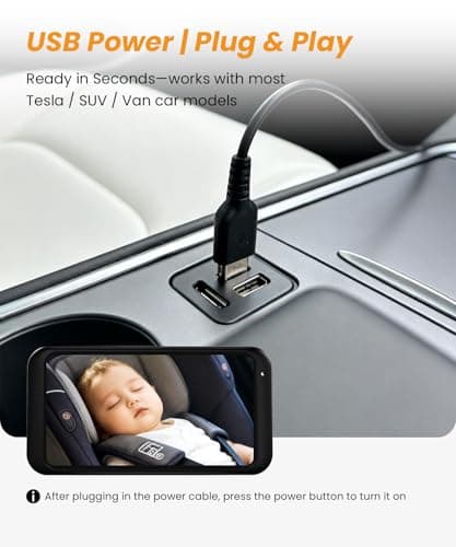 Babyvue Baby Monitor for Car with Video Recording & Playback, 1080P HD Rear Facing Baby Car Camera, 4.5" Display with Auto Night Vision, USB Plug & Play Carseat Camera for Infants, Blue - Thumbnail 3