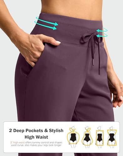 G Gradual Womens Pants High Waisted Golf Pants 2 Deep Pockets 7/8 Ankle Athletic Pants for Teacher Travel Casual Lounge Work, Wine, 3X-Large - Thumbnail 4