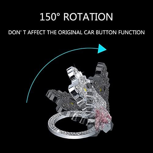 Pangpai 2 Pcs Bling Pink Car Interior Accessories, Rhinestone Push to Start Button Cover with Keychain, Car Engine Start Stop Button Cover, Cute Car Decoration Sticker Decal for Women Girl - Thumbnail 3