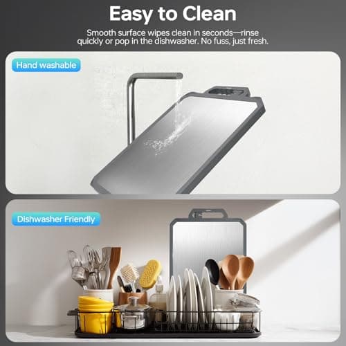 Stainless Steel Cutting Board for Kitchen, 2-in-1 Double-Sided 304 Steel & PP, Non-Slip Chopping Board, 11.7"×15.7",1PCS - Thumbnail 5