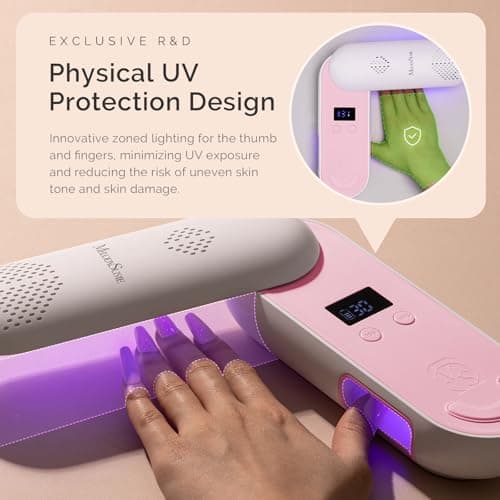 MelodySusie Compact Cordless UV Nail Lamp, P-PLUS20F with Innovative Rotatable Panel & UV Protection Design, Rechargeable UV Light Cures All Gels, Especially Rhinestone Glue & Liner Gel Polish Pink - Thumbnail 3
