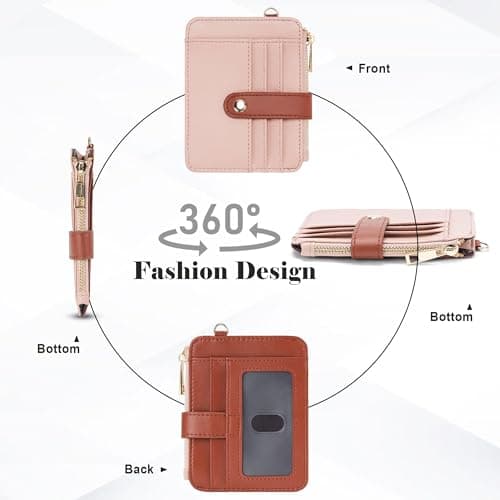 Airkit Wristlet Wallets for Women, Keychain RFID Blocking Credit Card Holder, Small Girly Wallet with Bracelet, Silicone Beaded Tassel Key Ring Card Holder, White& Brown - Thumbnail 5