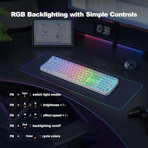 MOFII Upgraded Wireless Ergonomic Keyboard, BT/2.4Ghz Tri-Mode Ergo Keyboard with Natural Curve, RGB Backlit, Rechargeable Battery, Full-Size Keyboard for Computer/Laptop/Mac/MacBook, Pearl White - Thumbnail 3