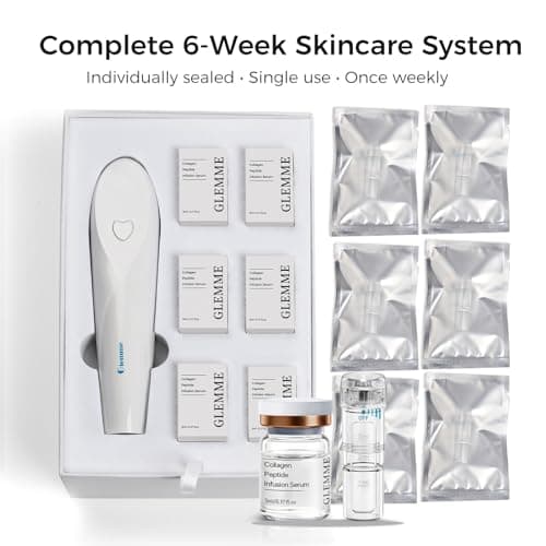 Micro Infusion System for Face & Neck Skin Care Dermabrasion Microneedling Derma Stamp 0.25mm with Peptides & Hyaluronic Acid Microneedling Serum - 6 Weeks Supply - Thumbnail 2
