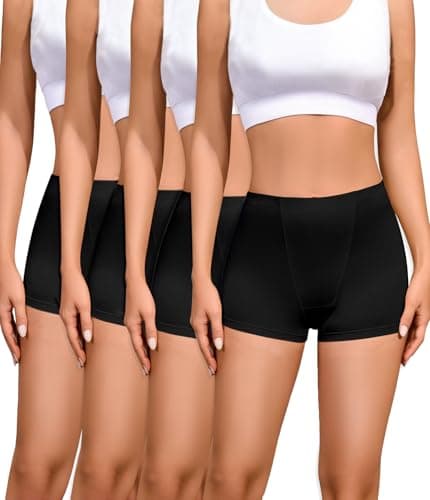 Nexgenz Cotton Boyshort Underwear for Women Cotton Boxer Briefs for Women Underwear Shorts 4 Pack Black Medium 2" Inseam - Image 1