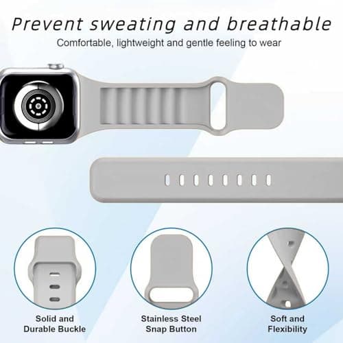 8 Pack Sport Bands Compatible with Apple Watch Bands 40mm 38mm 41mm 42mm 44mm 45mm 49mm 46mm for Women Men,Silicone Waterproof Strap for iWatch Apple Watch Series11 10 9 Ultra 8 7 6 5 4 3 2 1 SE - Thumbnail 2