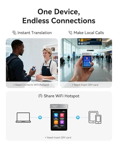 Wooask A9 AI Translator Earbuds, for Global Business Travel & Off-Grid Exploration, Instant Offline/Camera Translation, Unlock 4G Calls & Hotspot with a SIM No Phone Needed (White) - Thumbnail 2