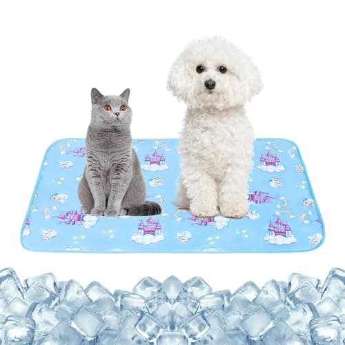 NACOCO Summer Pet Cooling Mat - Cat Dog Cushion Pad Sleeping Cool Castle Comfortable Soft for Pets Kids and Adults (Blue Castle, M)