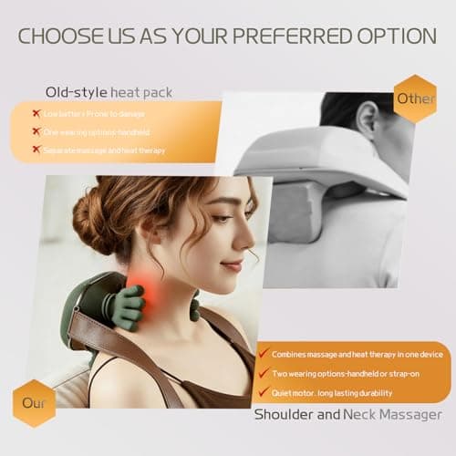 QIUSZS Neck Massager Neck and Shoulder Massager with Heat, Simulated Real Human Hand Gripping Massage, Portable Wellness Gifts for Women Men Mom Dad Teachers - Thumbnail 5