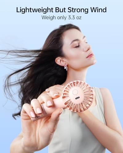 SWEETFULL Mini Portable Fan - Rechargeable Handheld Fan, 3 Speeds Personal Small Hand Gifts for Travel Essentials, Lash, Makeup, Eyelash, Kids, Girls, Women - USB, Cute Design Pink - Thumbnail 5