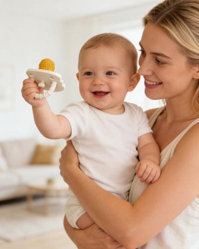 Chuya 2 Pack Pacifier Teether Baby Toys 0 3 6 9 12 Months, Fried Chicken Leg Shape Teething Baby Pacifier Silicone Babies Teethers Teething Relief for Babies,Infant Toys Sensory Toys - Thumbnail 4