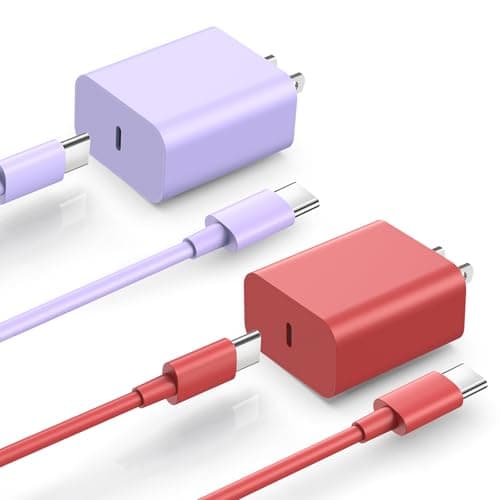 20W USB C Wall Charger Block,Compatibile with Phone 15 16 17 Pro Charger Fast Charging with 10FT Long Type C Cable,for Phone16/15 Pro Max,16Plus,15Plus,I-Pad/Pad Pro/Air/Samsumg and More(Purple,Red) - Image 1