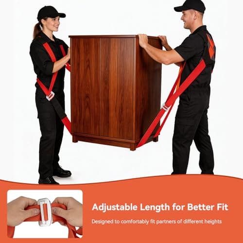 GRENTOOL Moving Straps for Lifting, Lifting Straps with Back Support for 2 Movers, Shoulder Moving System for Move & Carry Furniture Appliances Heavy Objects Up to 880lbs Safely, Efficiently - Thumbnail 4
