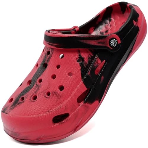 JOYFULTYKES Kids Boys Girls Classic Camo Beach Clogs | Lightweight Water Sandals - Quick-Dry Non-Slip Light and Durable （Little Kid/Big Kid） Size 1 Little Kid Black Red - Image 1