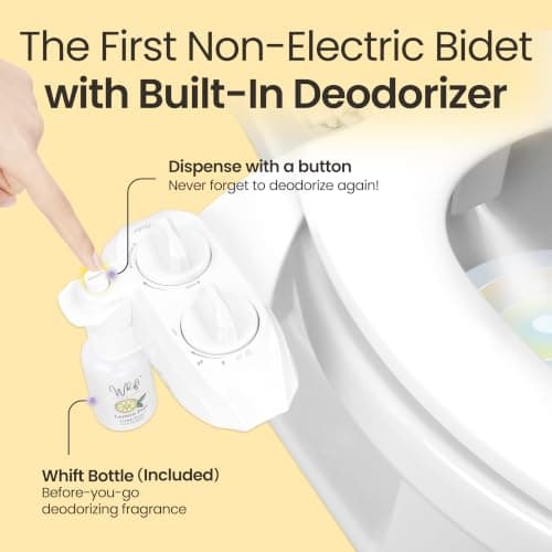 WHIFT 120 Bidet Single Nozzle, Built-In Deodorizing Spray, Non-Electric Bidet Attachment For Toilet Seat, Easy Slide-In Install, Cold Water, Rear Wash, LUXE Bidet (White) - Thumbnail 2