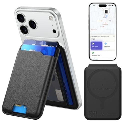 KAOWQNL for MagSafe Wallet with Apple Find My,Strongest Magnetic 9 Cards Holder& Includes Magnetic Plate for All iPhones, Adjustable Stand, RFID Blocking for iPhone 17/16/15/14/13/12 Series (black) - Image 1