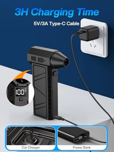 Compressed Air Duster:130000RPM Electric Air Duster with LED Display,Rechargeable Cordless Air Duster,4 Gear Adjustable Air Blower for PC, Keyboard, Car, Home, Outdoors.Replaces Compressed Air Cans - Thumbnail 6