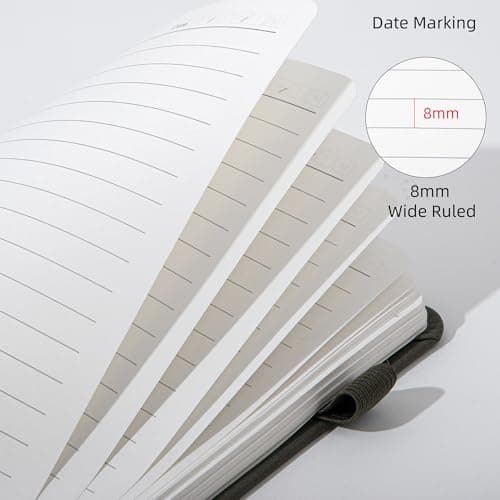 MINICAGIE Lined Journal for Women Men 256 Pages 100 Gsm Thick Textured Leather Journaling Notebooks for Writing A5 Wide Ruled Hardcover Notebook for Work School Note Taking, 5.7 x 8.3 In, Green - Thumbnail 5