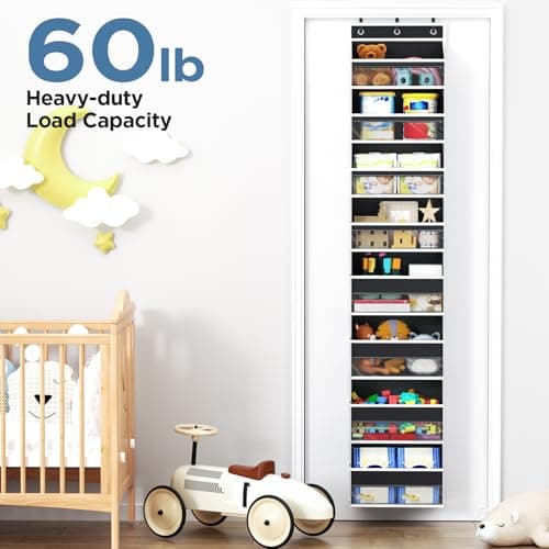 Mefirt Over The Door Organizer, 8 Shelf Door Hanging Organizers with 8 Large Capacity Pockets, Back of Door Organizer Storage Hanging Shelves for Closet Bathroom Bedroom Nursery - Thumbnail 5