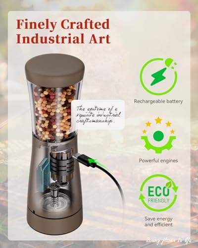Electric Salt and Pepper Grinder Set with Storage Base, Stainless Steel Rechargeable Salt and Pepper Grinder Set with 4.5 oz Large Capacity, 1.8" Wide Mouth, Adjustable Coarseness, Ideal for Kitchen - Thumbnail 4