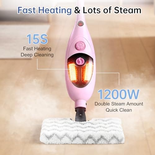Moolan Steam Mops for Floor Cleaning, Steam mop for Hardwood Floors with Adjustable Steam & Double-Sided Pads, Floor Steamer for Laminate Floor, Tiles, Grout, Furniture (400ML Tank) - Thumbnail 6