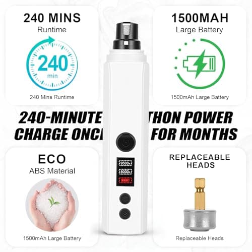 AOFANPET Dog Nail Grinder,2026 New Updated Quiet Electric 2-Speed Professional Pet Nail Grinder with Quick Sensor, Rechargeable Painless Trimmer for Large to Small Dogs & Cats, LED Light & Guard - Thumbnail 5