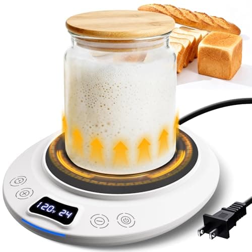 Sourdough Starter Warmer Mat, Precise 1°F Thermostat Control (70-120°F) Sourdough Heating Mat, Warmer for Sourdough Starter, 0-24h Timer, Auto On/Off, Memory Function (White)